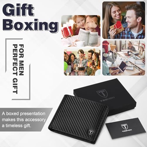Detalle de TEEHON Cartera Billetera de Piel con Bloqueo RFID y 7 Ranuras para Tarjetas (Negro)