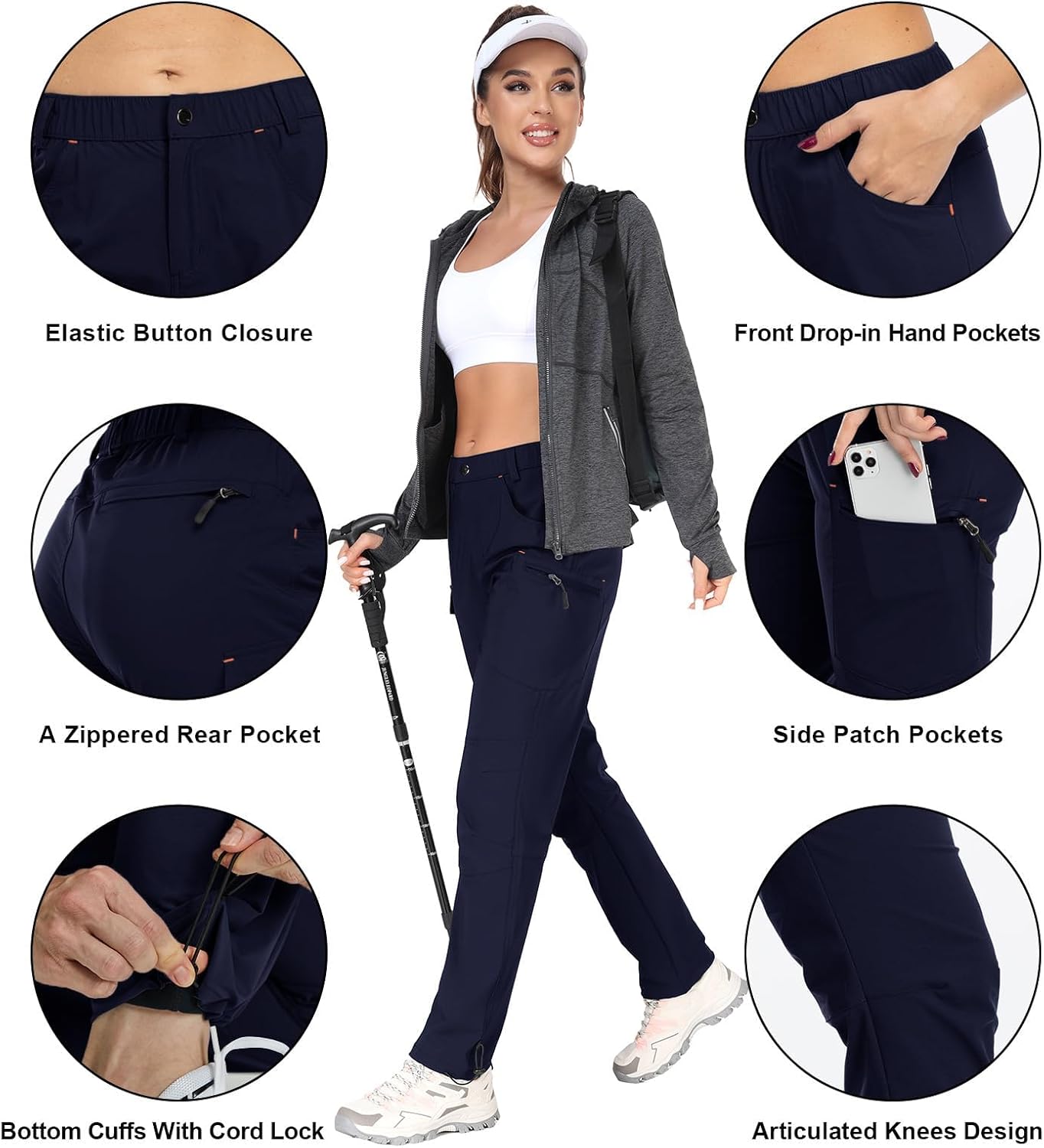Thumbnail 4 de GymBrave Wanderhose Damen 3/4 Trekkinghose – Stretch, UPF 50, Schnell Trocknend, mit Reißverschlusstaschen