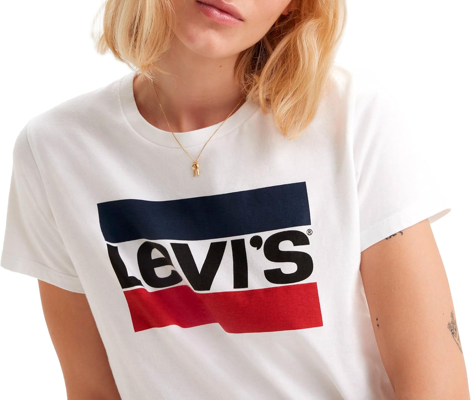 Detalle de Levi's The Perfect Tee Donna White M - T-shirt sporty dal taglio regolare
