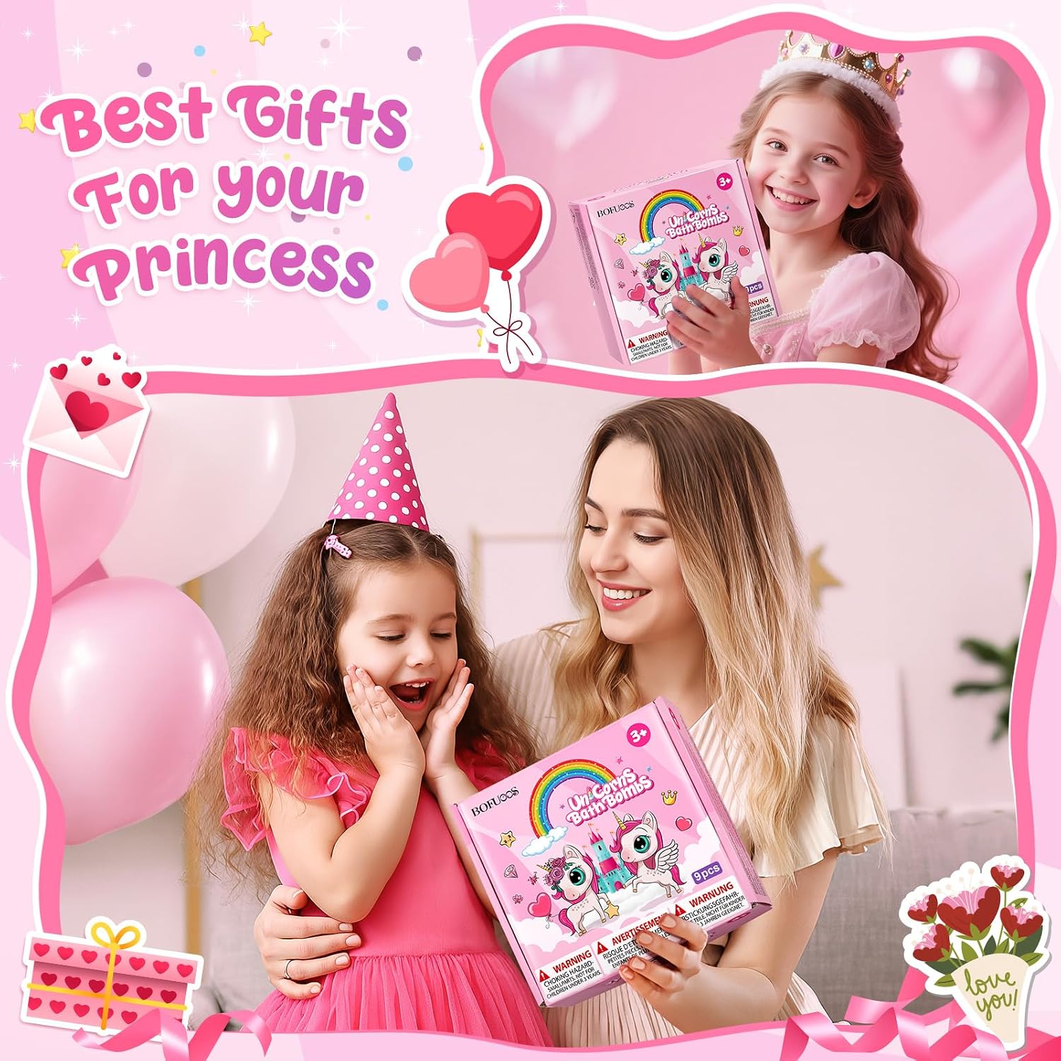 Detalle 2 de Bofuoos Unicorn Bath Bombs 9-pack for kids