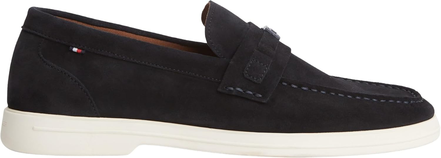 Detalle de Tommy Hilfiger Men's Light Suede Flag Hardware Loafer Fm0fm05897