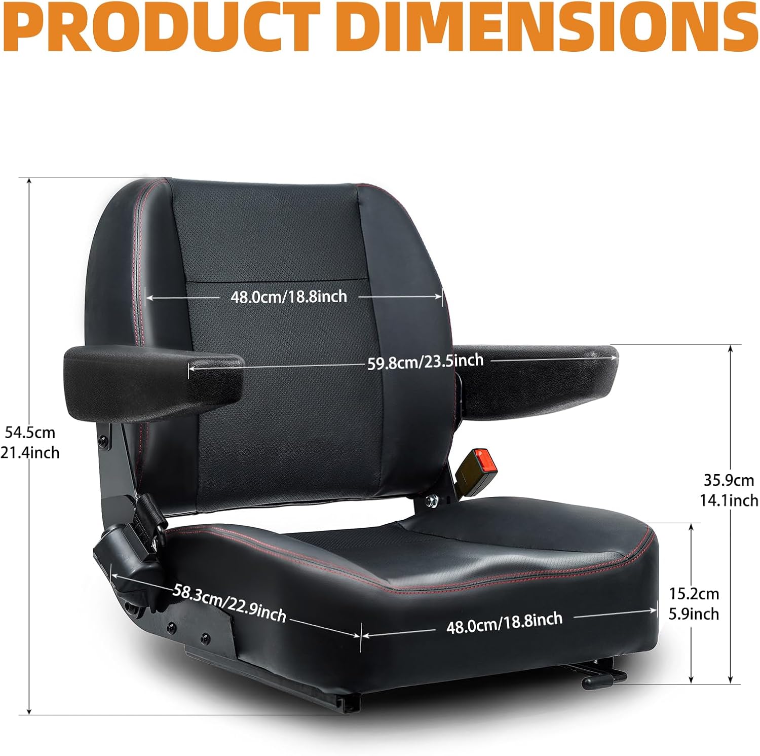 Detalle 2 de TICSEA Universal Forklift Seat Fold Down 120°