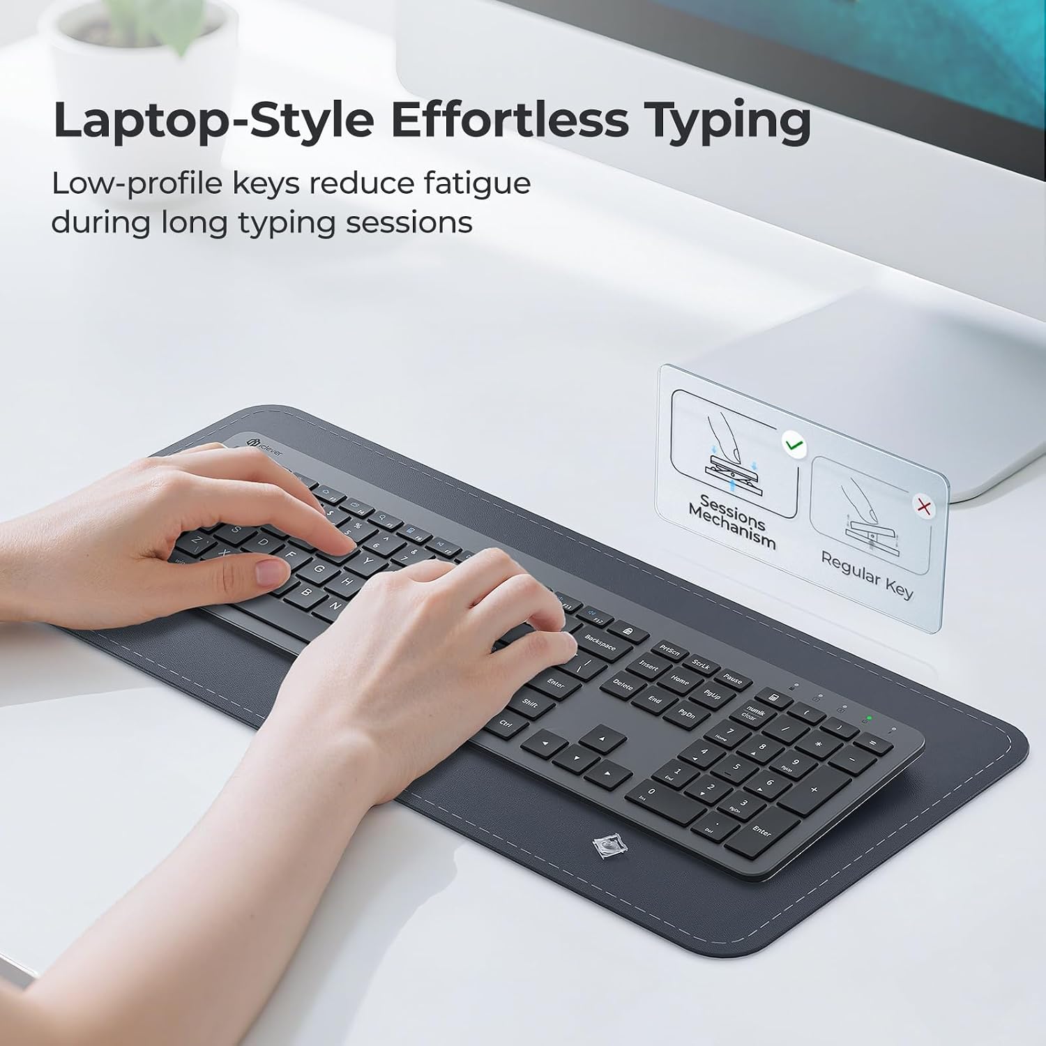 Detalle de iClever Wireless Keyboard and Mouse Set: Full-Size, Quiet, Rechargeable with Numeric Keypad