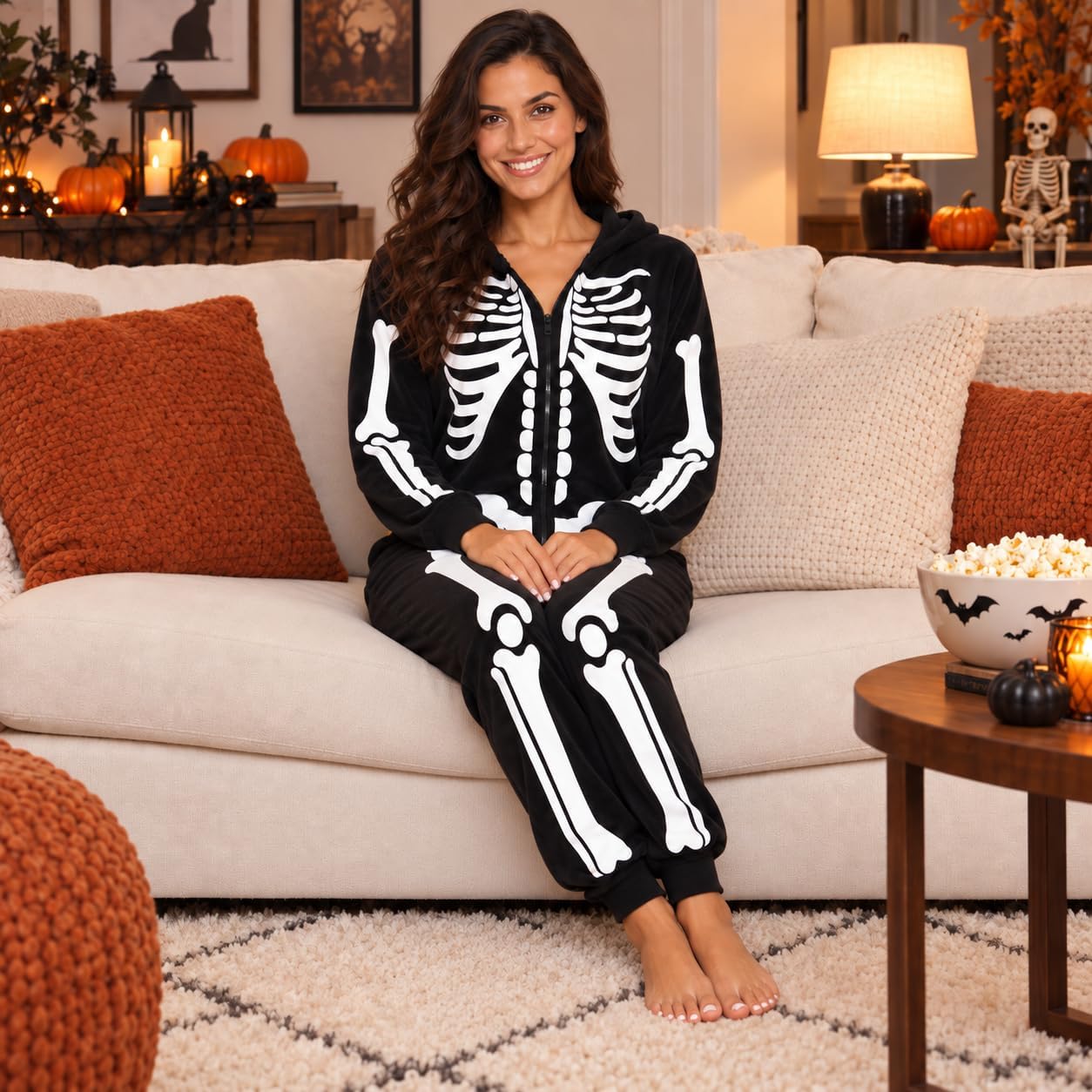 Thumbnail 5 de Just Love Women's Skeleton Onesie with Hood, Microfleece Zip-Up Costume