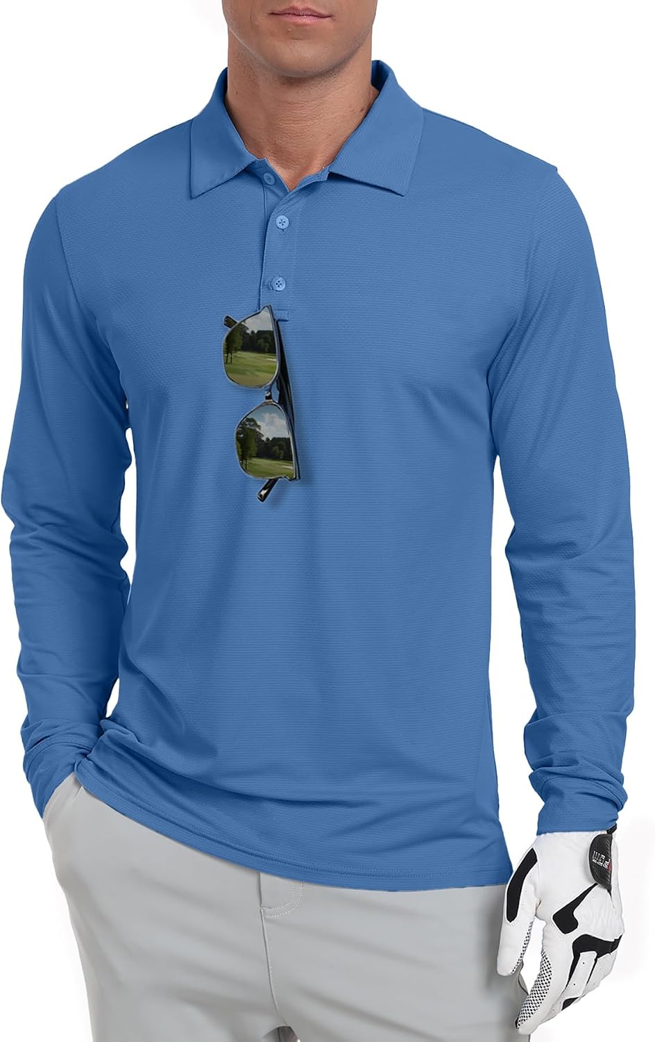 Detalle de Askdeer Men's Golf Polo Shirts, Long-Sleeve Lightweight UPF 50+ Polo