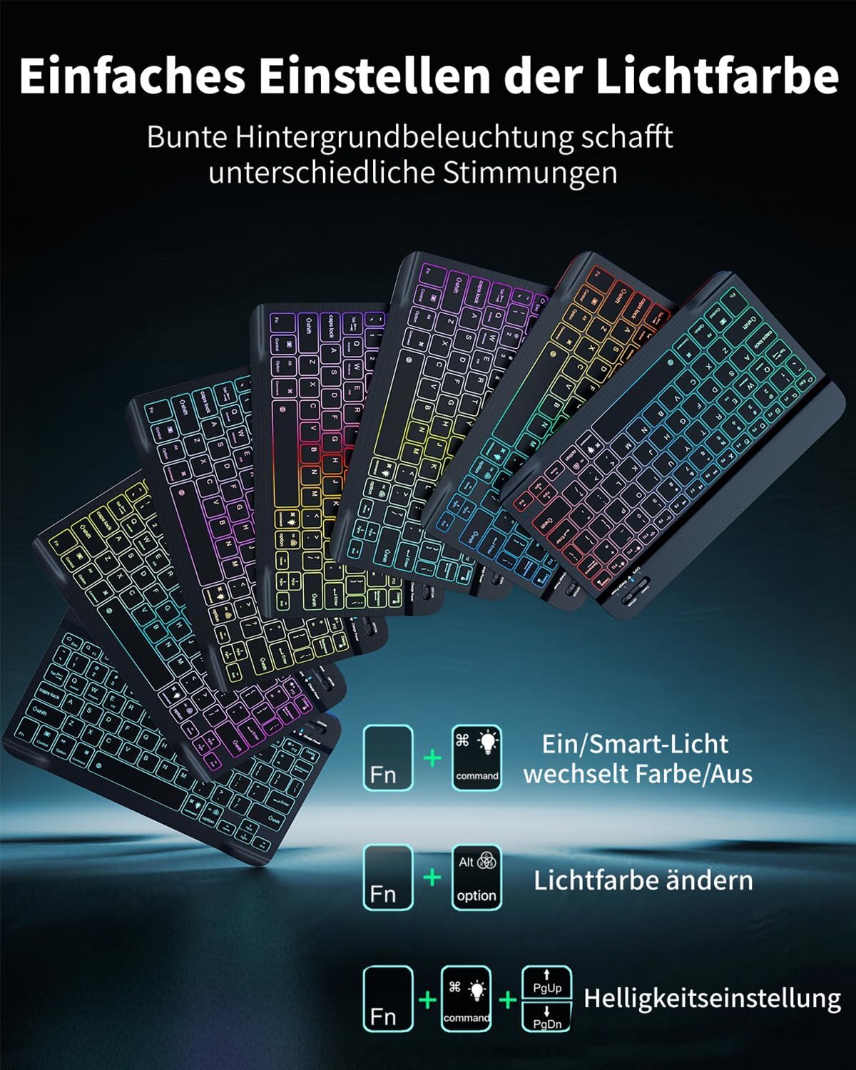 Detalle de Kabellose beleuchtete Tastaturhülle mit Maus für iPad 9/8/7 (10,2 Zoll) – kompatibel mit iPad Pro 10,5 und iPad Air 3