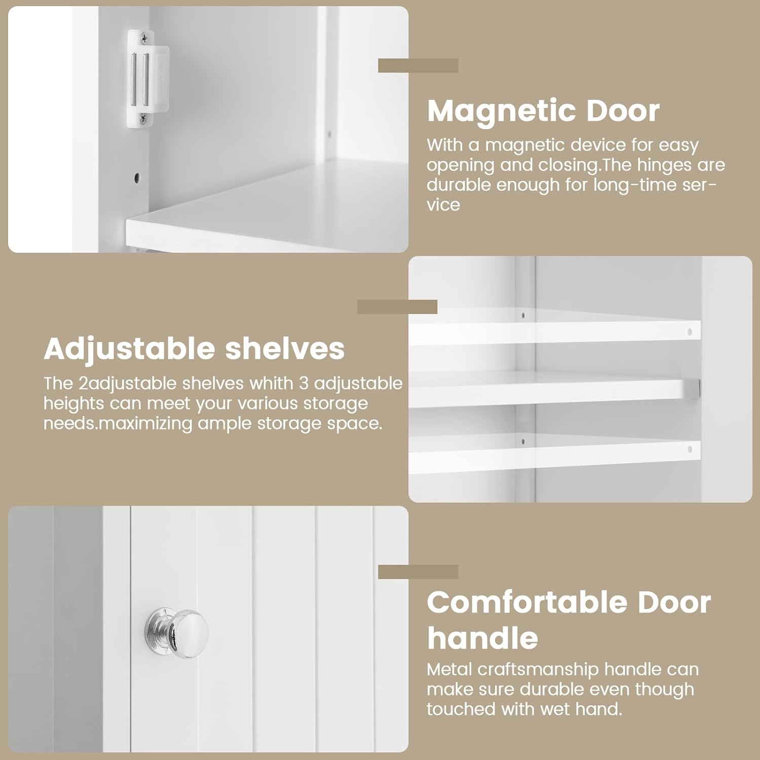 Detalle de Iwell Bathroom Storage Cabinet, 15.7-Inch Wide