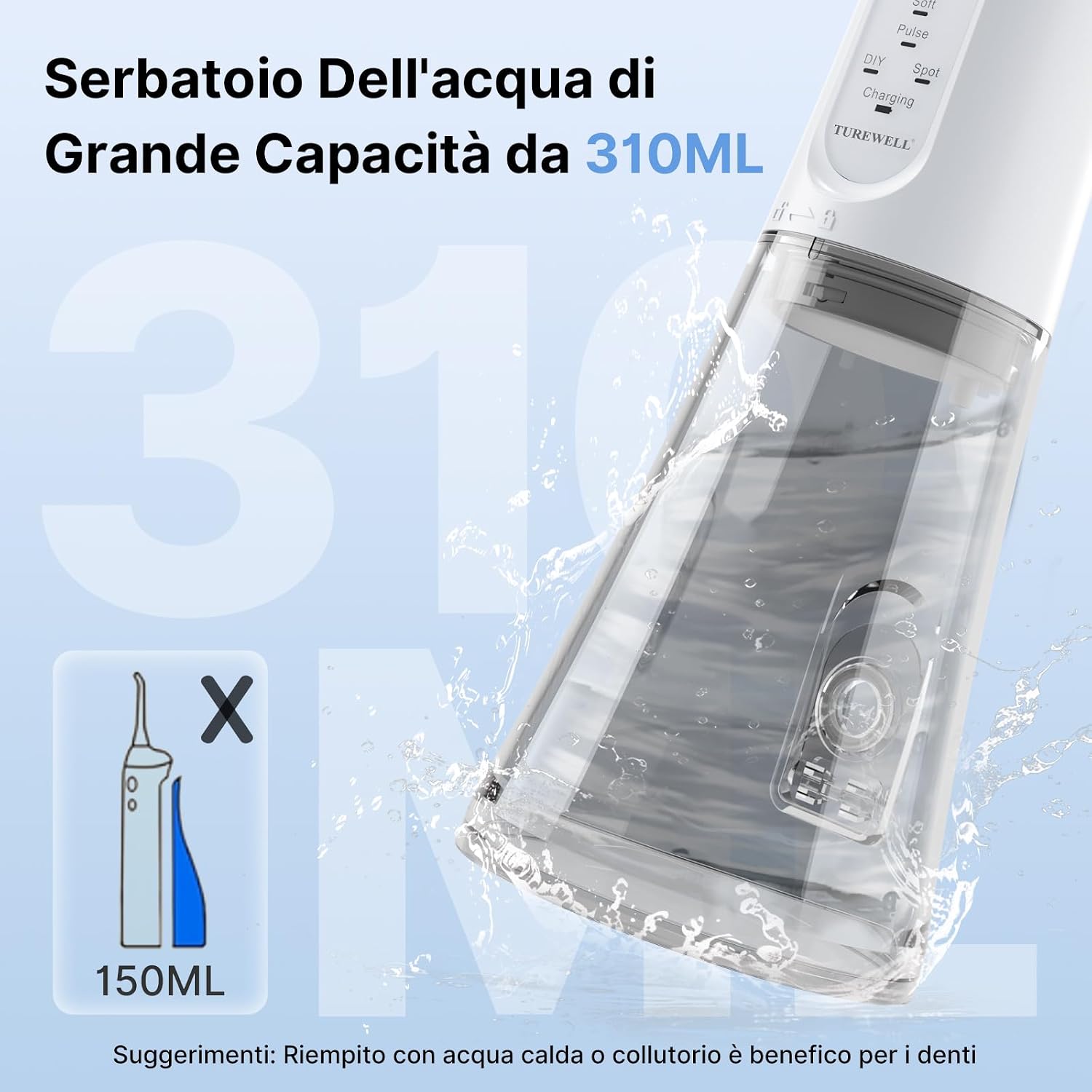 Thumbnail 4 de TUREWELL Idropulsore dentale portatile 310 ml con 5 modalità