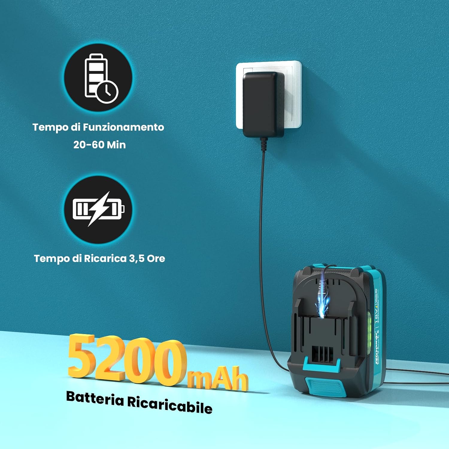 Detalle de Mini Soffiatore a Batteria Rinoxar: Potenza leggera per giardino, terrazza e auto