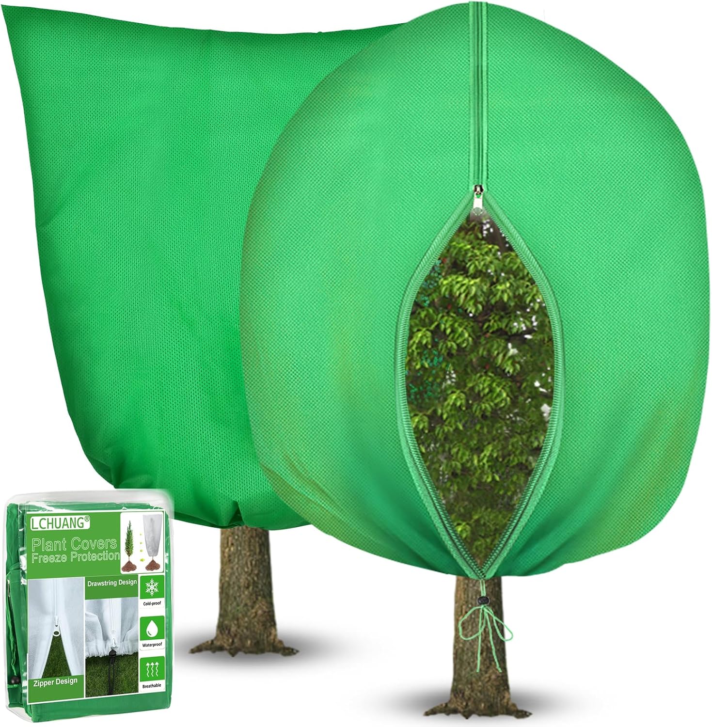 Detalle de LCHUANG Plant Covers Green 5772, 2-Pack 71" x 63" Frost Covers