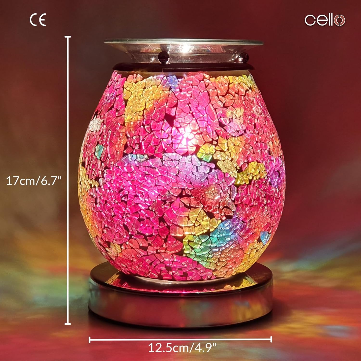 Thumbnail 1 de Cello Multi-Colour Mosaic Touch Electric Wax Melt & Oil Burner (Night Light) – touch control fragrance diffuser