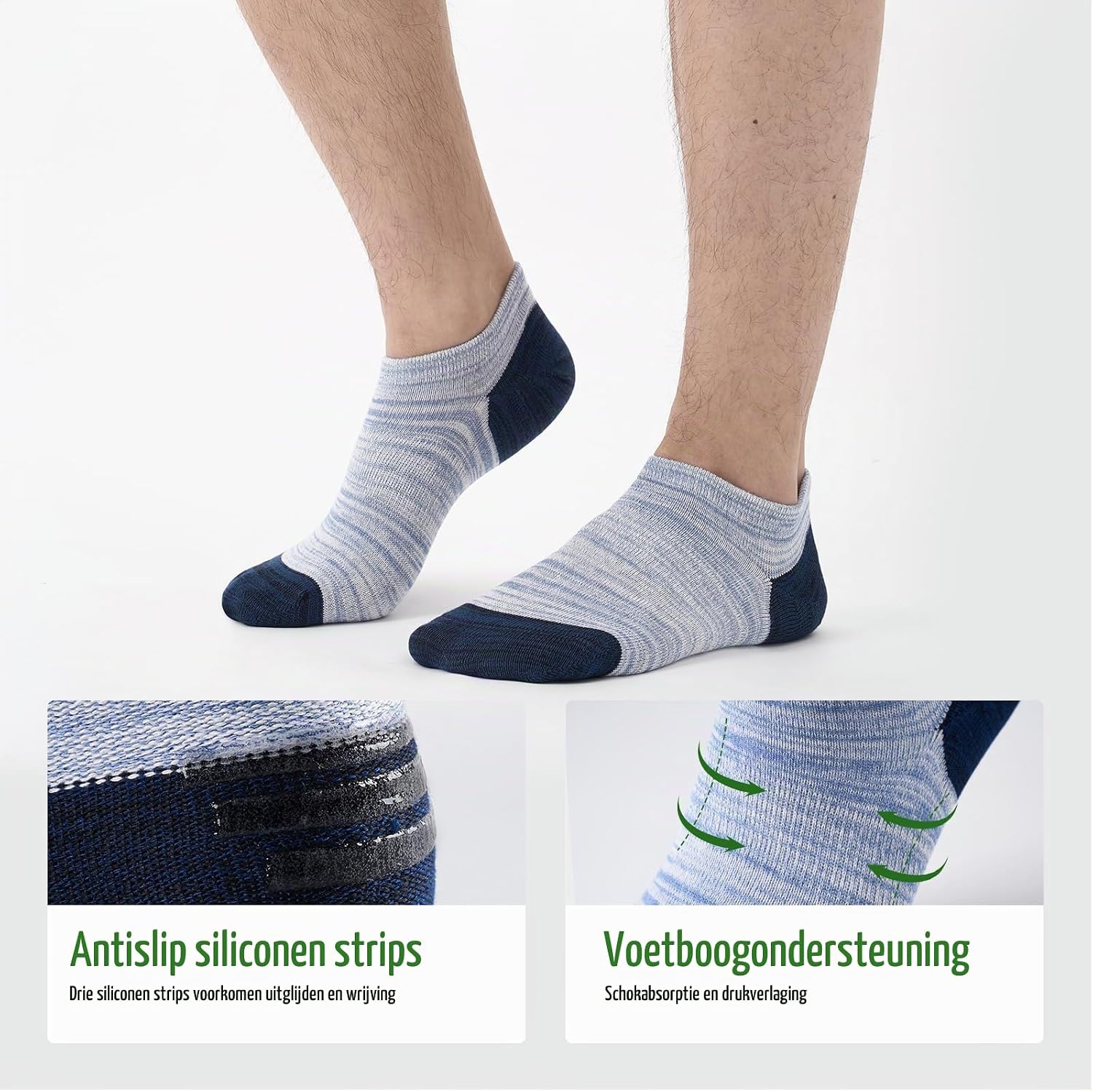 Detalle 1 de Niorasen onzichtbare sokken, bamboe met antislip, 6 paar, maat 35-50