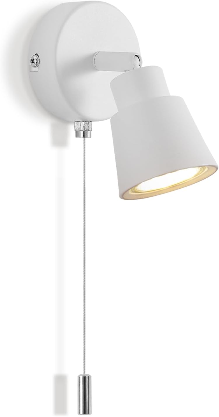 Thumbnail 6 de TaFiCo DK0076 witte wandlamp met GU10-fitting en trekschakelaar