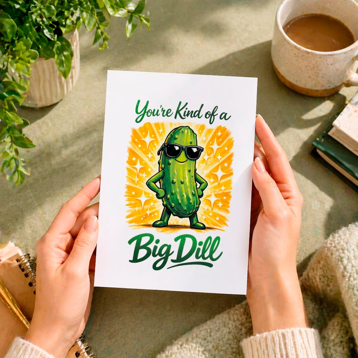 Thumbnail 6 de Funny Pickle Greeting Card, 300gsm Cardstock