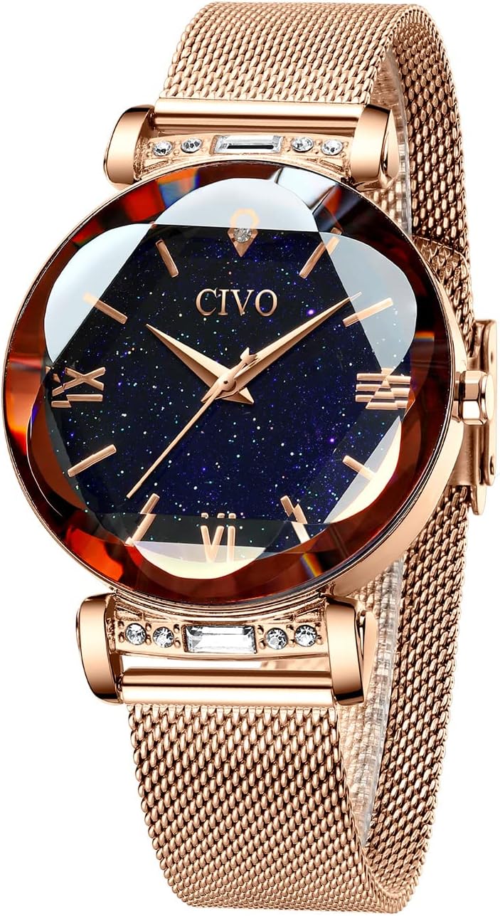 Detalle de CIVO Damenuhr Roségold – Minimalistisch, Wasserdicht und Elegant