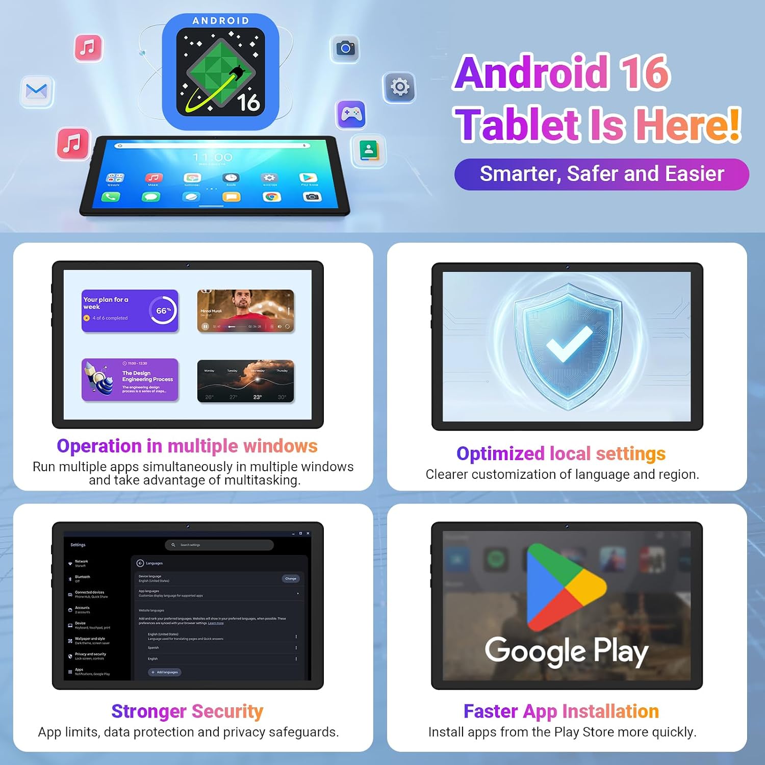 Detalle de Gleeso Tablet 10-Inch Android 16 with 24GB RAM, 1TB Expandable Storage and Face Unlock