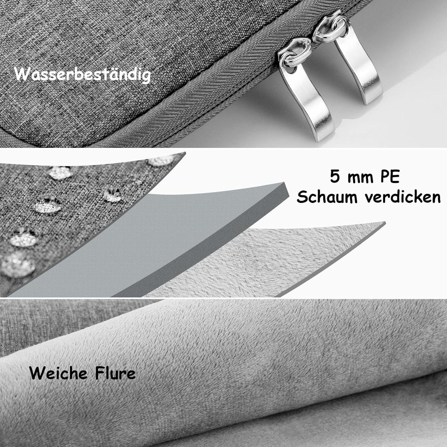 Thumbnail 4 de AIPIE Laptoptasche mit Griff, Schutzhülle für 13–17,3 Zoll (2 Fächer, wasserdicht beschichtet)