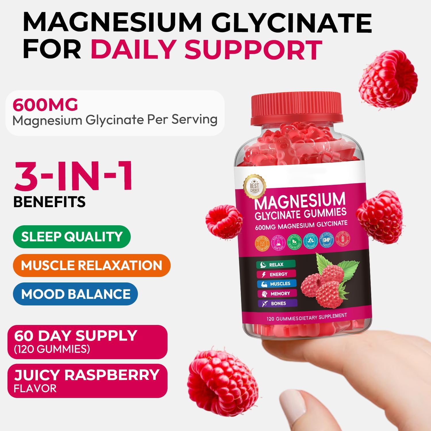 Detalle 2 de Magnesium Glycinate Gummies 600 mg