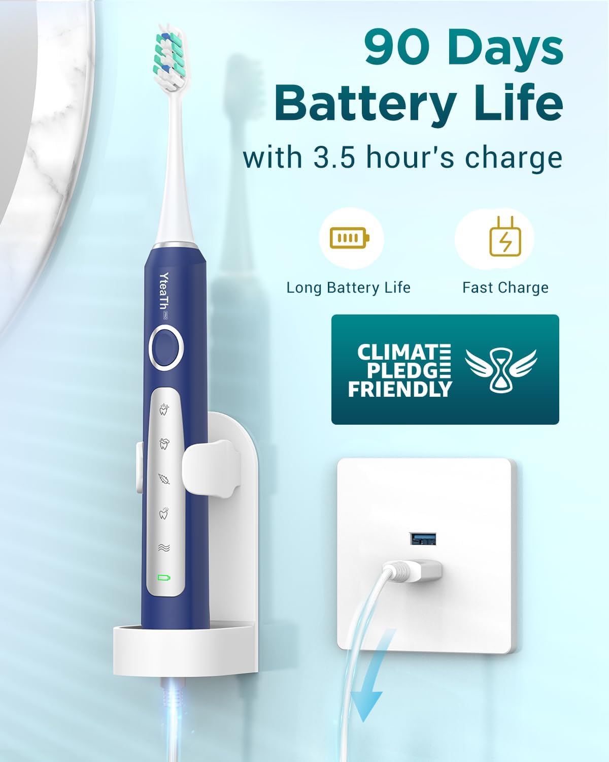 Detalle 2 de Sonic Electric Toothbrush 90‑day battery life 🪥