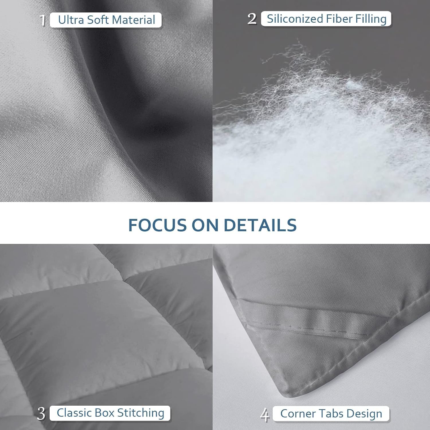 Detalle 1 de Moonsea MOON10769T Down Alternative Comforter, Queen 88" x 88", Gray