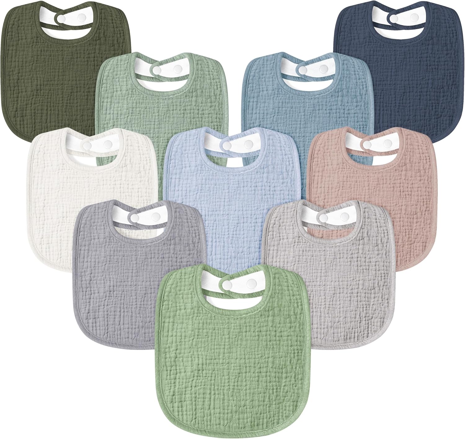 Thumbnail 4 de Susurration Muslin Baby Bibs 10Pack – soft square bandana drool bibs with adjustable snaps