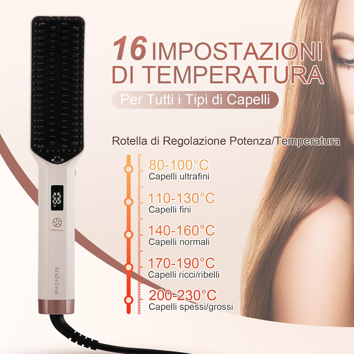 Thumbnail 4 de AraSyleon Spazzola Lisciante 16 Temperature