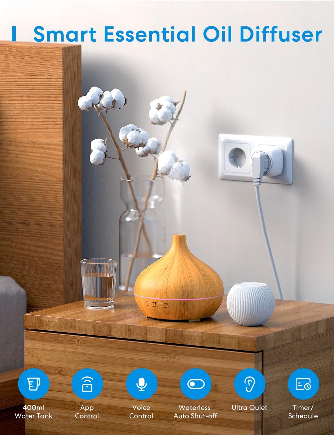 Thumbnail 1 de Meross Humidificador Pequeño 400ML 🌬️ Control por Voz y HomeKit