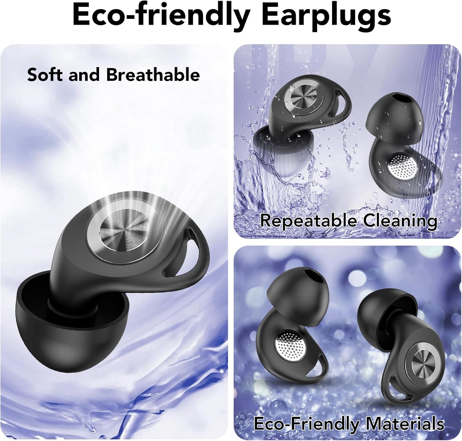 Thumbnail 4 de CASCHO Ear Plugs for Sleep Black (45dB) — reusable silicone noise cancelling earplugs with 8 tips & case