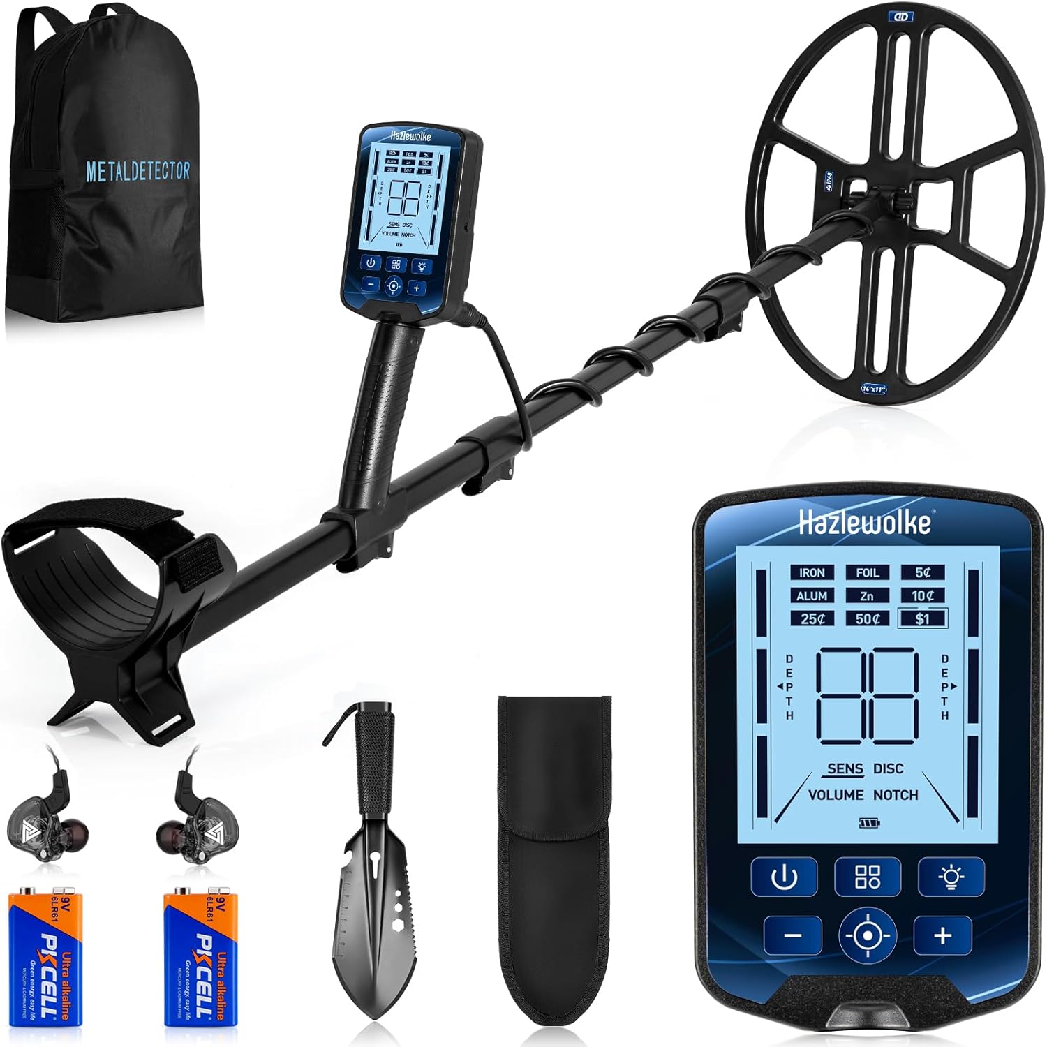 Detalle de Hazlewolke Metal Detector professionale 14" con pinpointer 📡