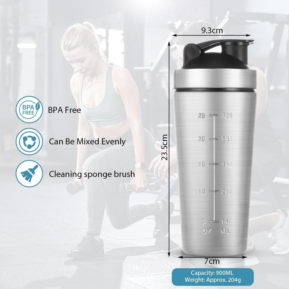 Thumbnail 1 de AOOWU Shaker à protéines en acier inoxydable 900 ml, anti-fuite, sans BPA