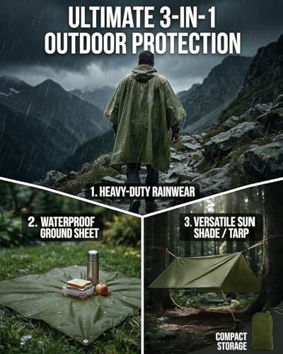 Thumbnail 6 de Victoper Waterproof Poncho Adult – Lightweight, Reusable Rain Poncho for Outdoors