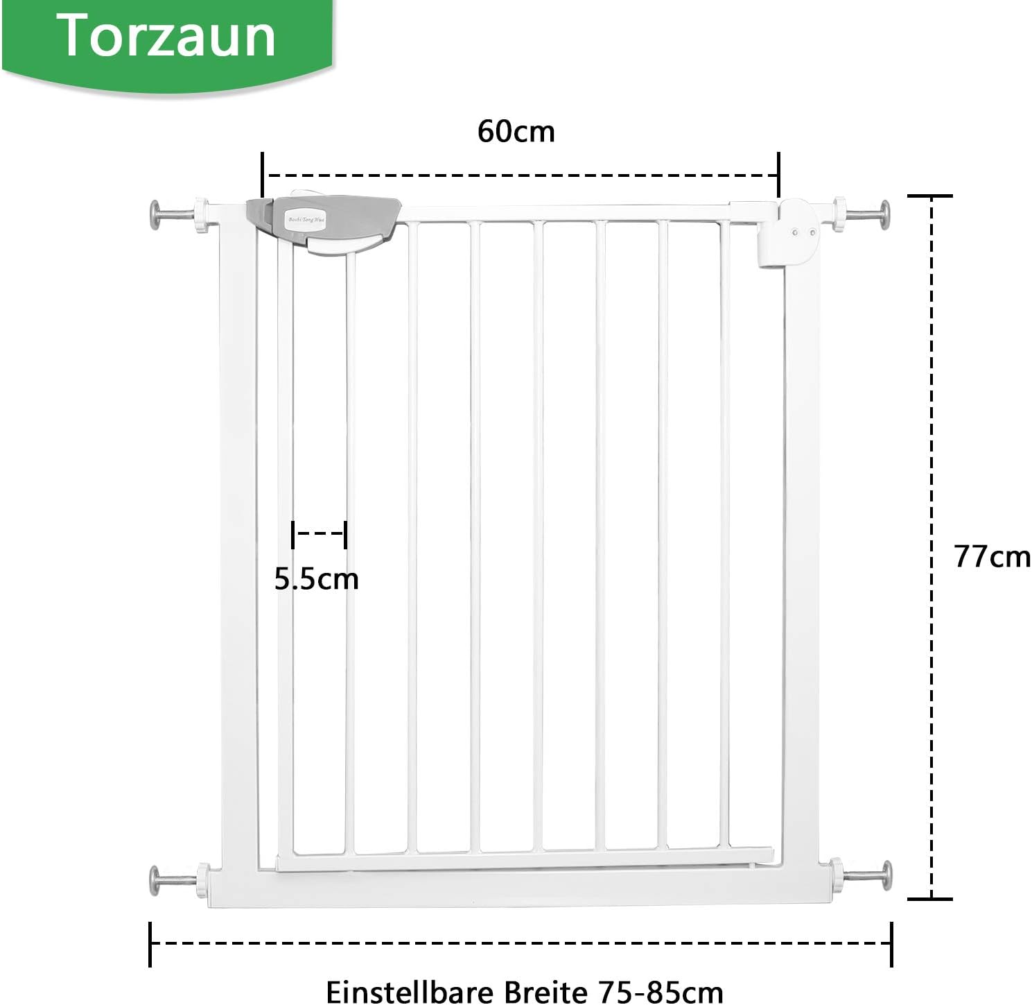 Thumbnail 1 de Aufun Treppenschutzgitter Türschutzgitter Kinder ohne Bohren, 75–85 cm Breite, Weiß