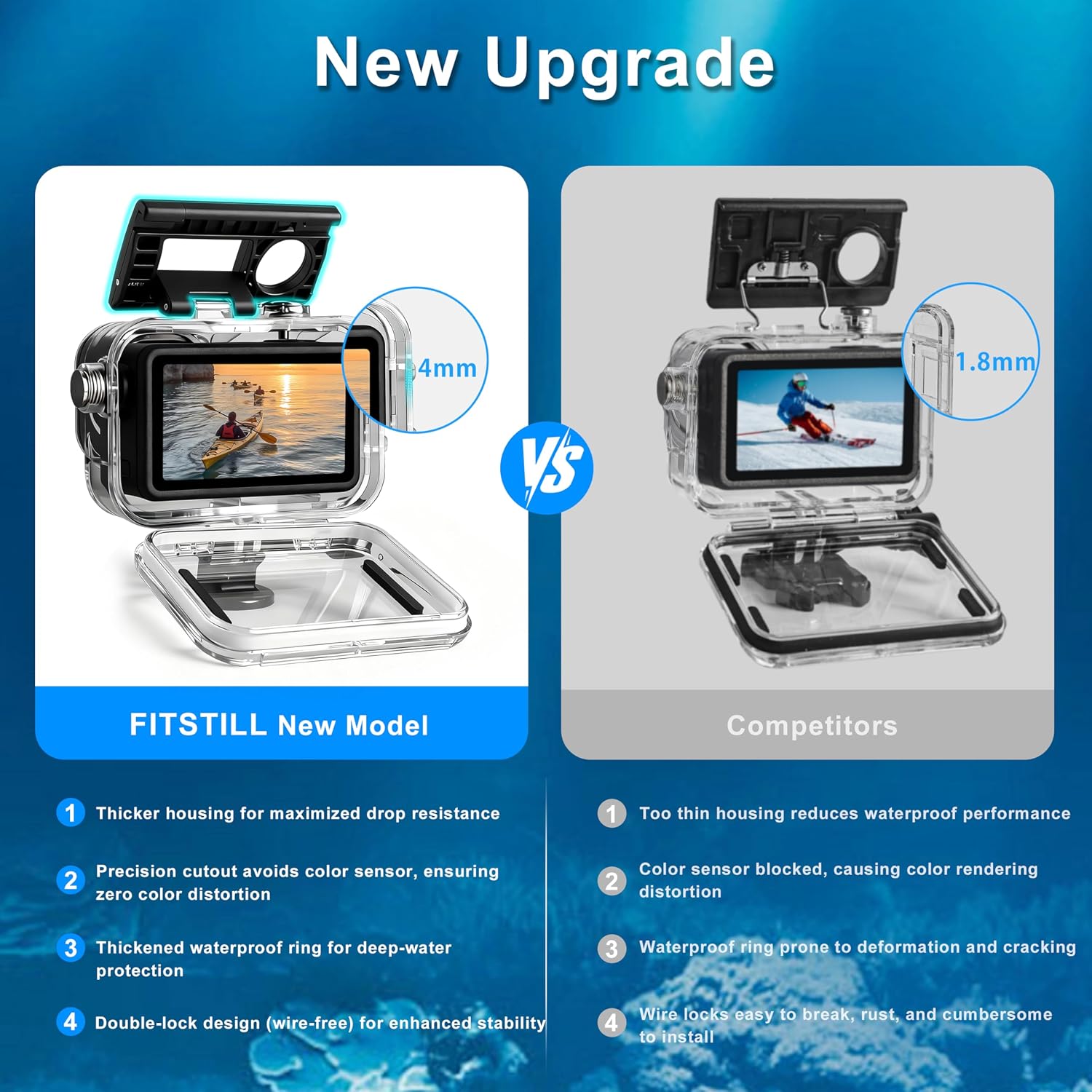 Detalle de FitStill 196FT/60M Underwater Waterproof Case for DJI Osmo Action 6
