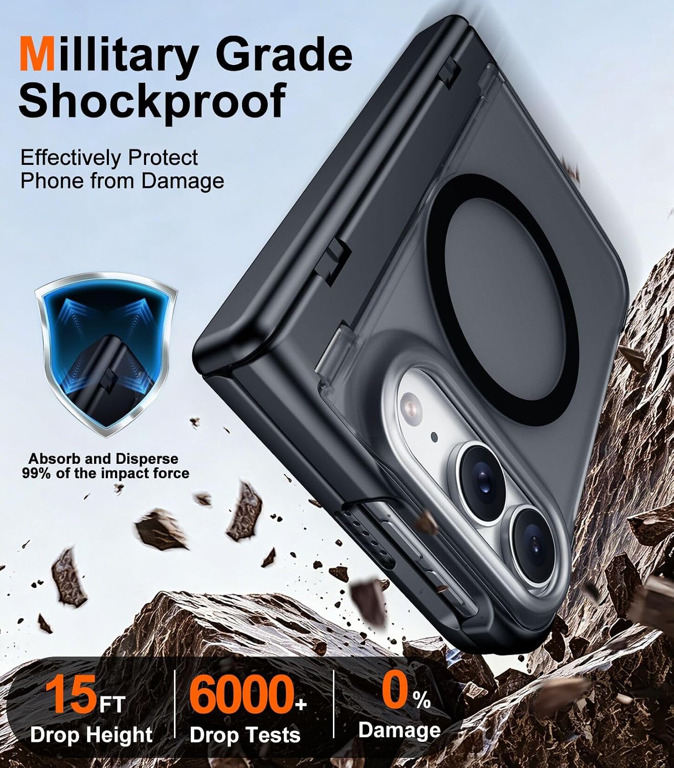 Thumbnail 3 de SPIDERCASE WJB-JH IP Ultra BK iPhone Duoケース マグネット式・内蔵スタンド・画面保護付き