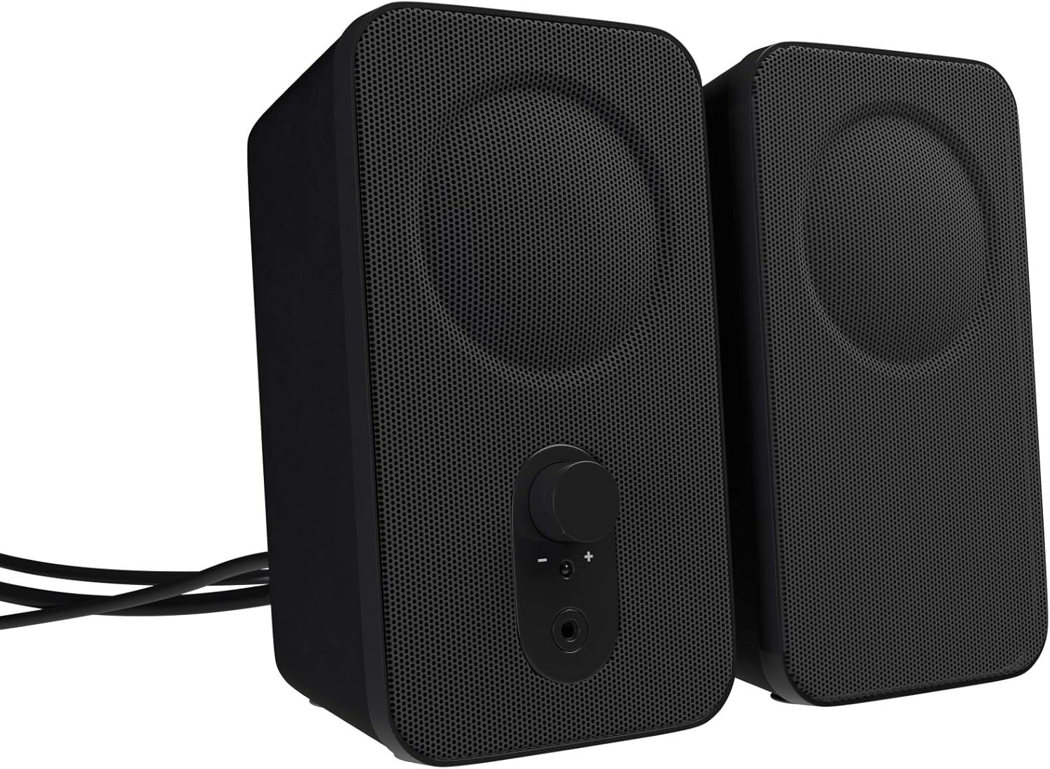 Detalle de Amazon Basics Haut-parleurs pour ordinateur (lot de 2) — alimentation secteur, prise UE, noir