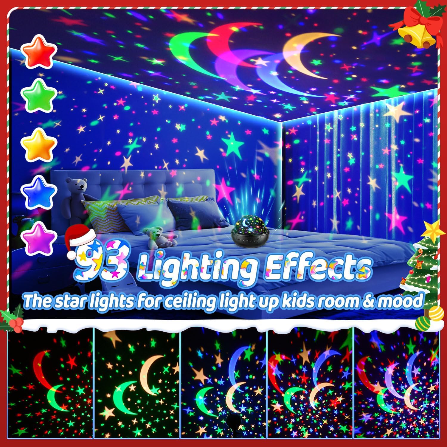 Detalle de COOLNIGHT Night Light for Kids: 93 Lighting + 3 Films Star Projector