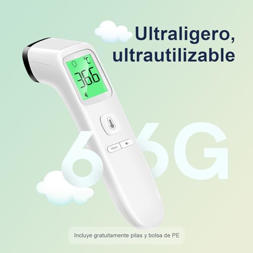 Thumbnail 6 de Viproud Termómetro digital sin contacto para fiebre – 1 segundo, precisión ±0.2°C, memoria de 35 lecturas
