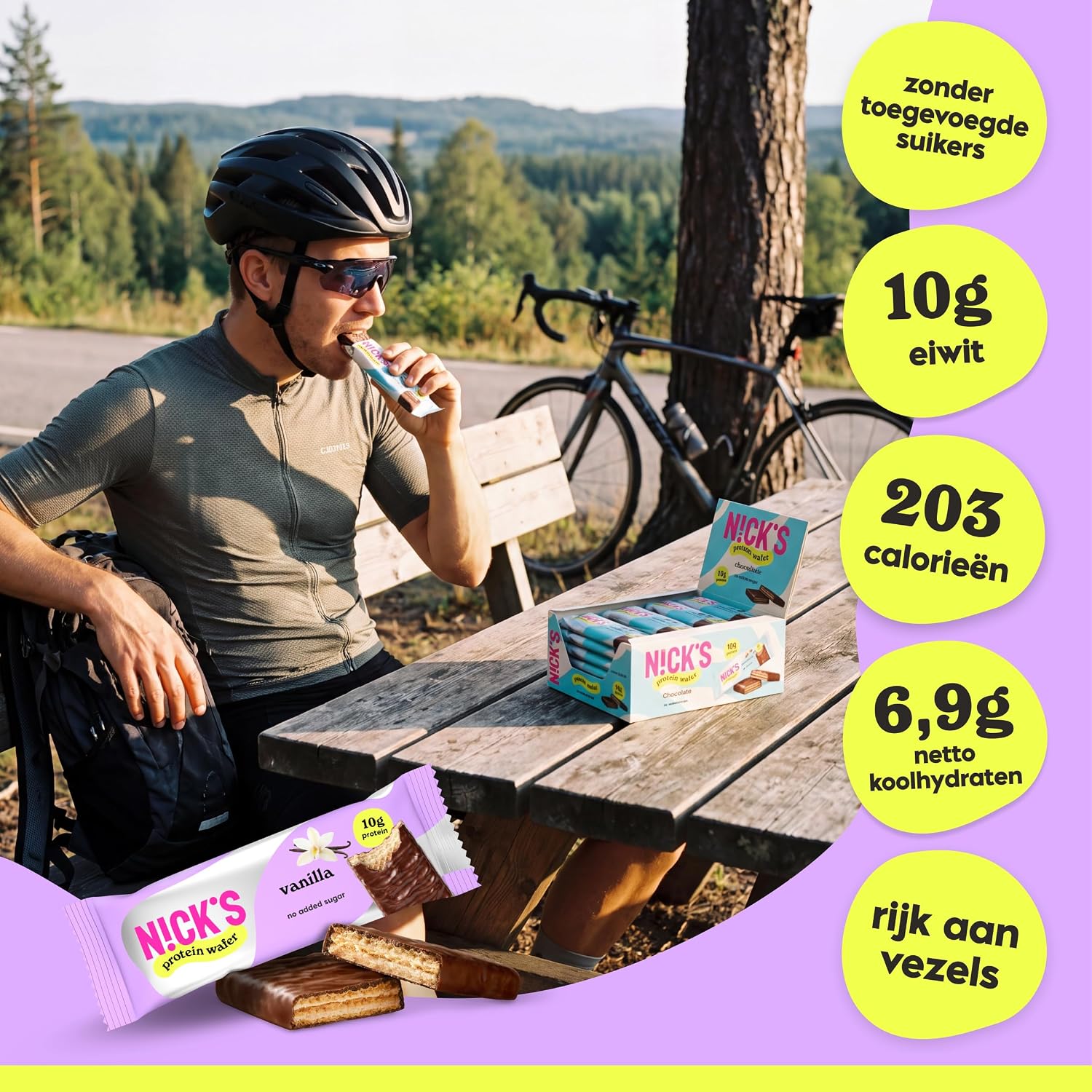 Detalle 2 de N!CK'S Proteïnewafelrepen Vanille, 24 x 40 g met 25% eiwit
