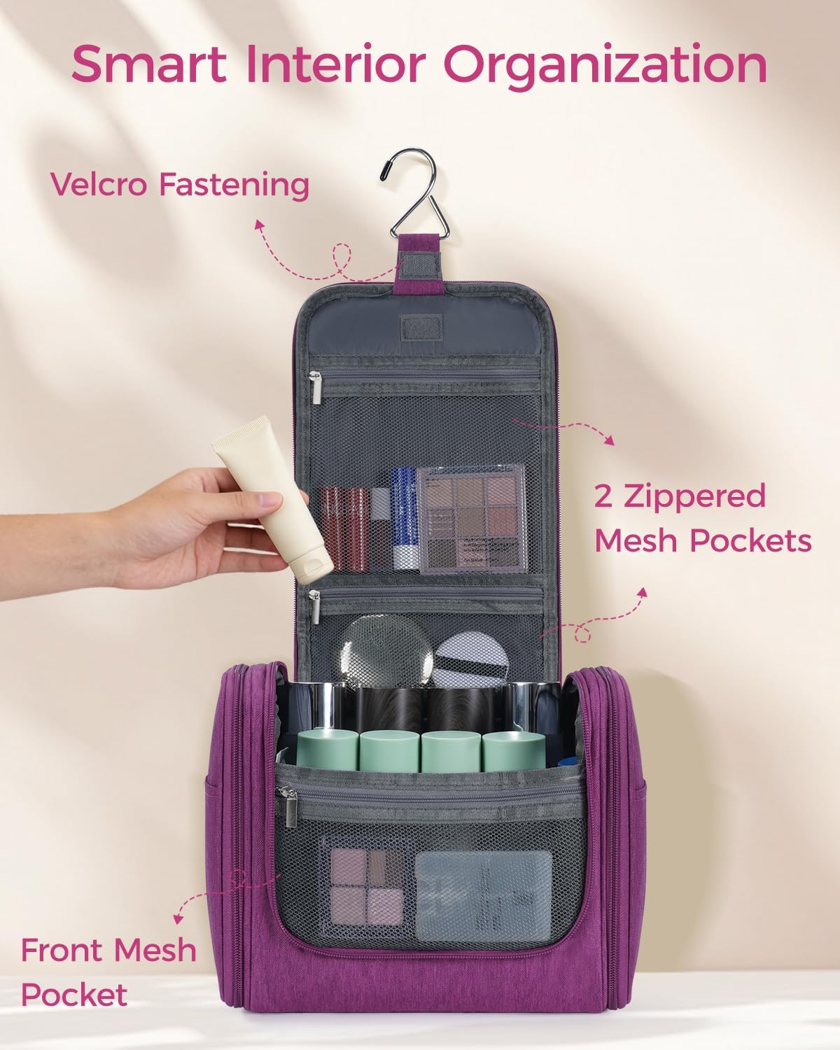 Thumbnail 3 de WANDF Borsa da toilette appesa: grande organizer da viaggio resistente all'acqua