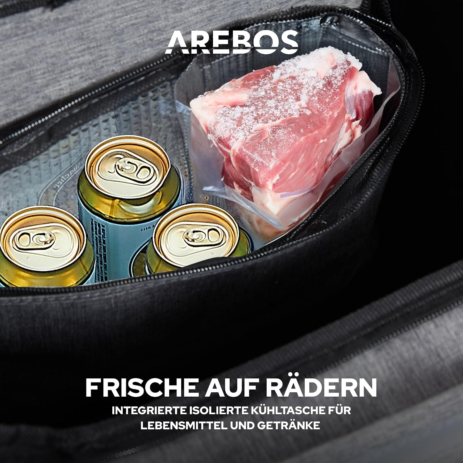 Thumbnail 3 de Arebos 3in1 Einkaufstrolley | Großer Trolley 56 Liter mit Kühlfach und klappbarer Tasche