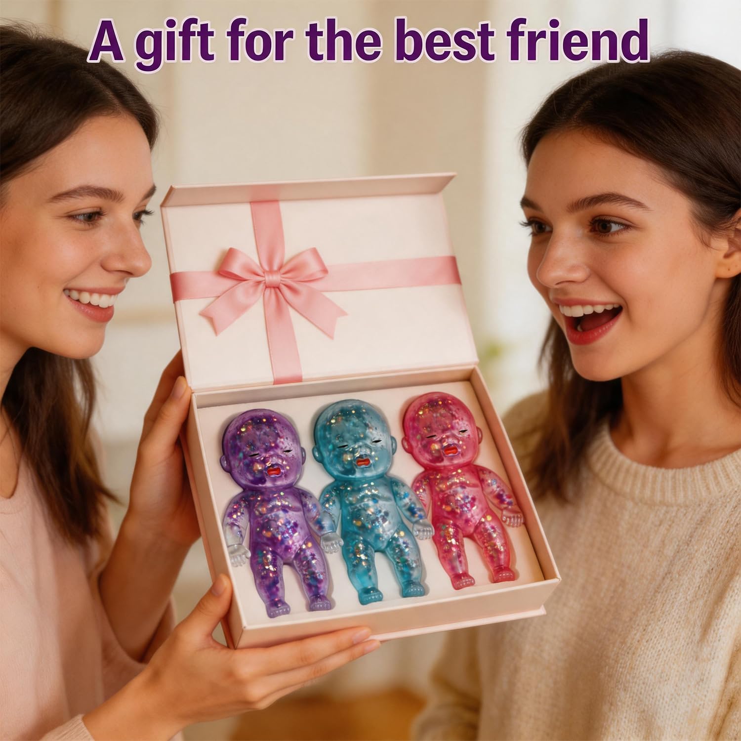 Detalle 1 de VSFPLM Glitter Doll Squishy Stress Ball, Purple Slow-Rebound Sensory Fidget
