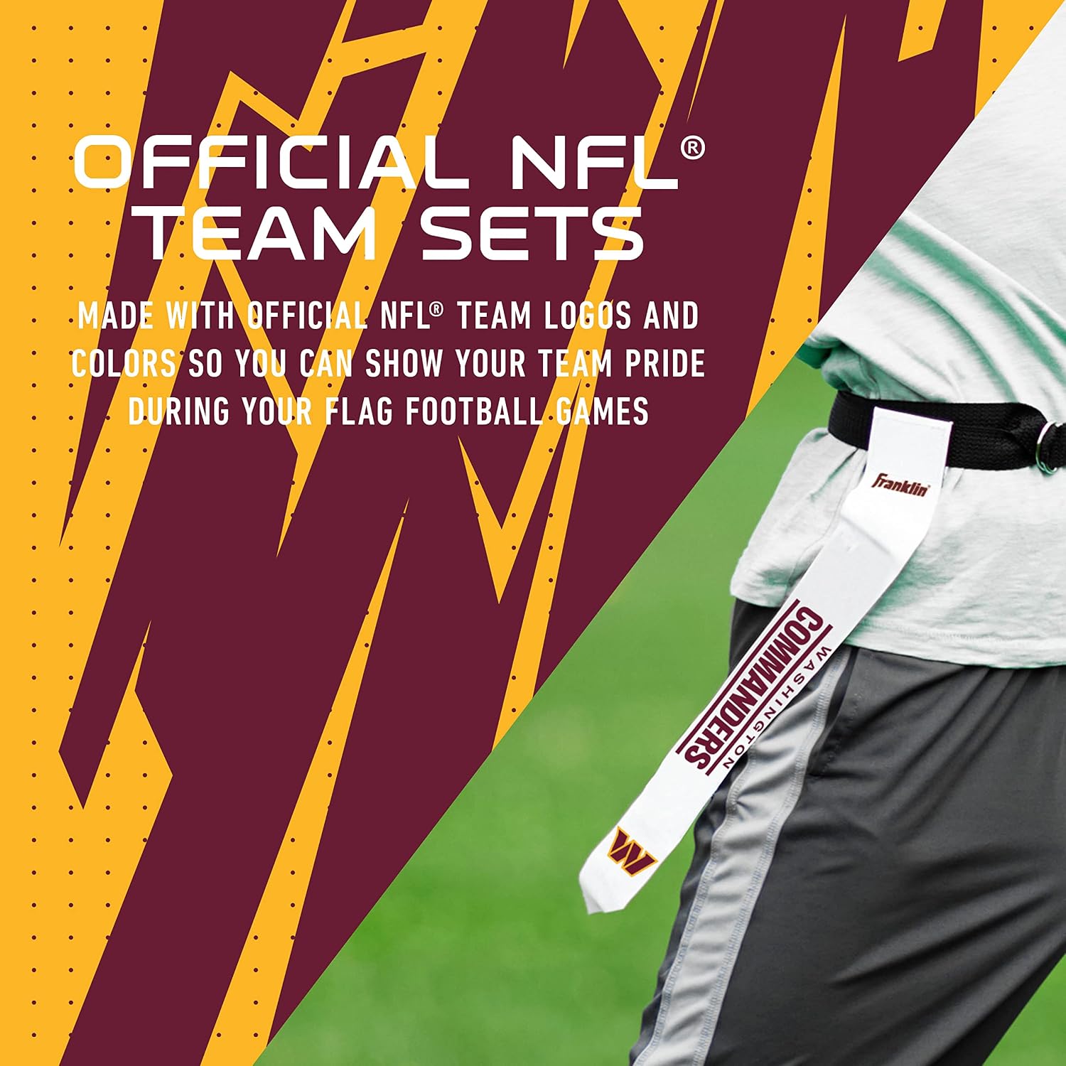 Detalle de Franklin Sports NFL Team Flag Football Sets (Belts + Flags) — Washington Commanders Edition
