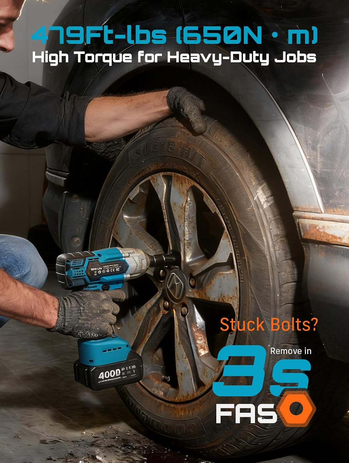 Detalle 2 de Seesii WH700 1/2" Impact Wrench — 479 Ft-lbs