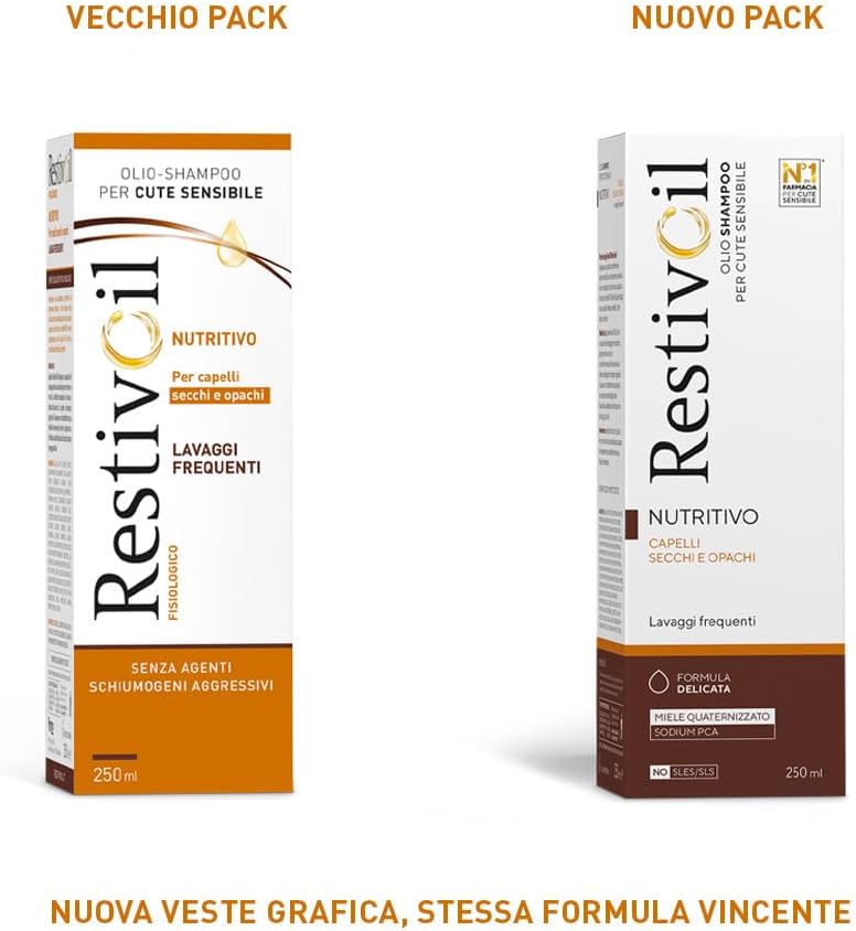 Detalle 2 de RestivOil Shampoo Fisiologico Nutriente per Capelli Secchi e Opachi, 250 ml