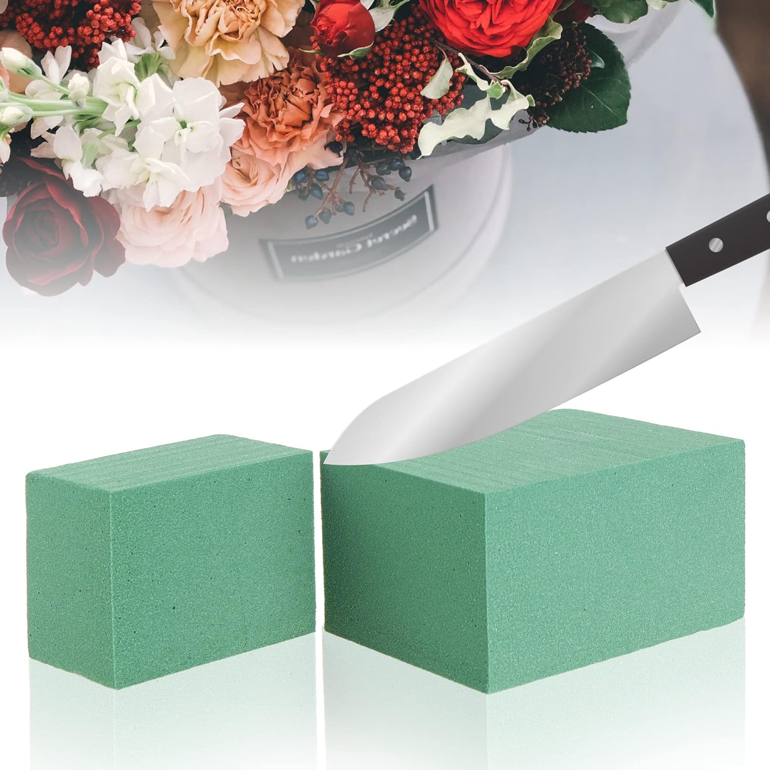 Thumbnail 2 de com-four® 3X Mousse de bouchage pour fleurs fraîches – 20 x 10 x 7 cm, vert (3 pièces)