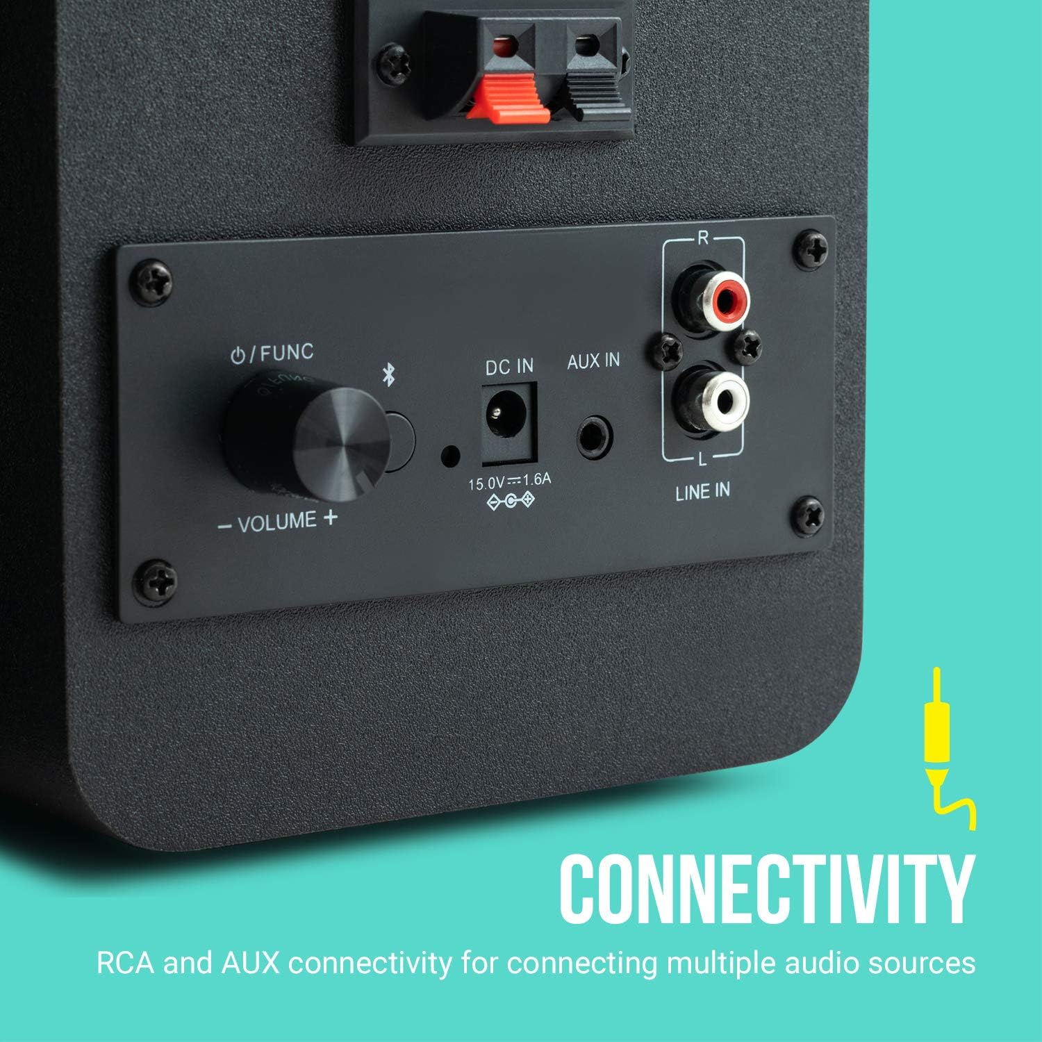 Thumbnail 5 de Jam Bluetooth Bookshelf Speakers – kompakte Aktiv-Regallautsprecher mit Bluetooth und AUX-IN (schwarz)