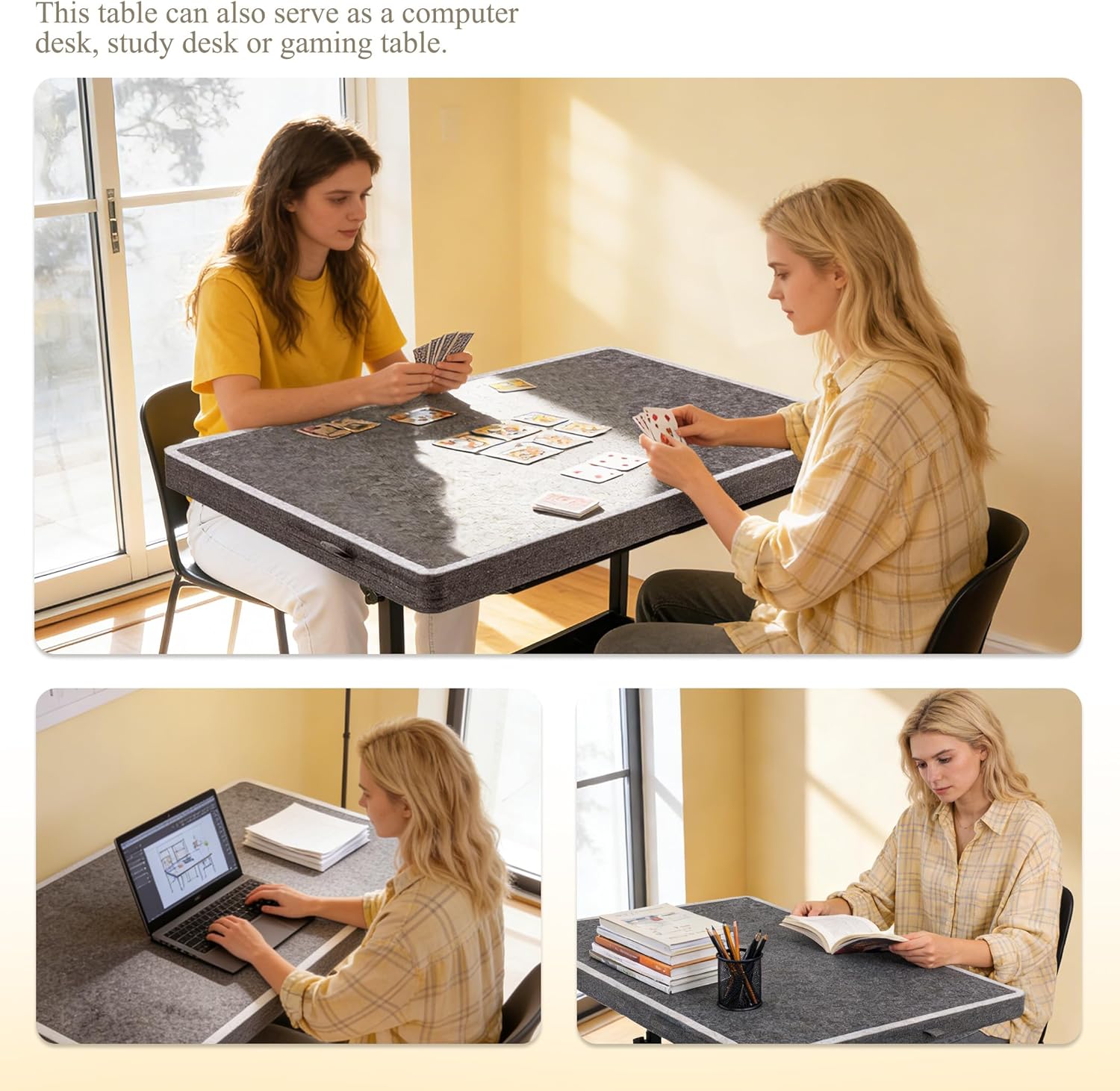 Thumbnail 3 de Tektalk 1500 Piece Felt Jigsaw Puzzle Table with Height & Angle Adjustment – Gray