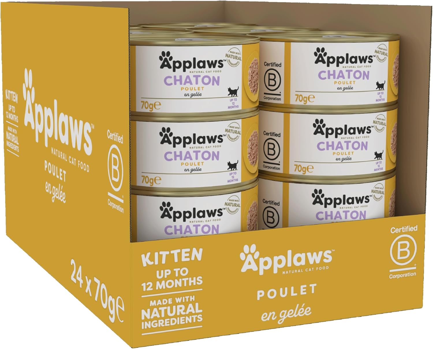 Detalle de Applaws Natural Aliment Humide pour Chatons – Poitrine de Poulet en Gelée, Pack 24 × 70 g