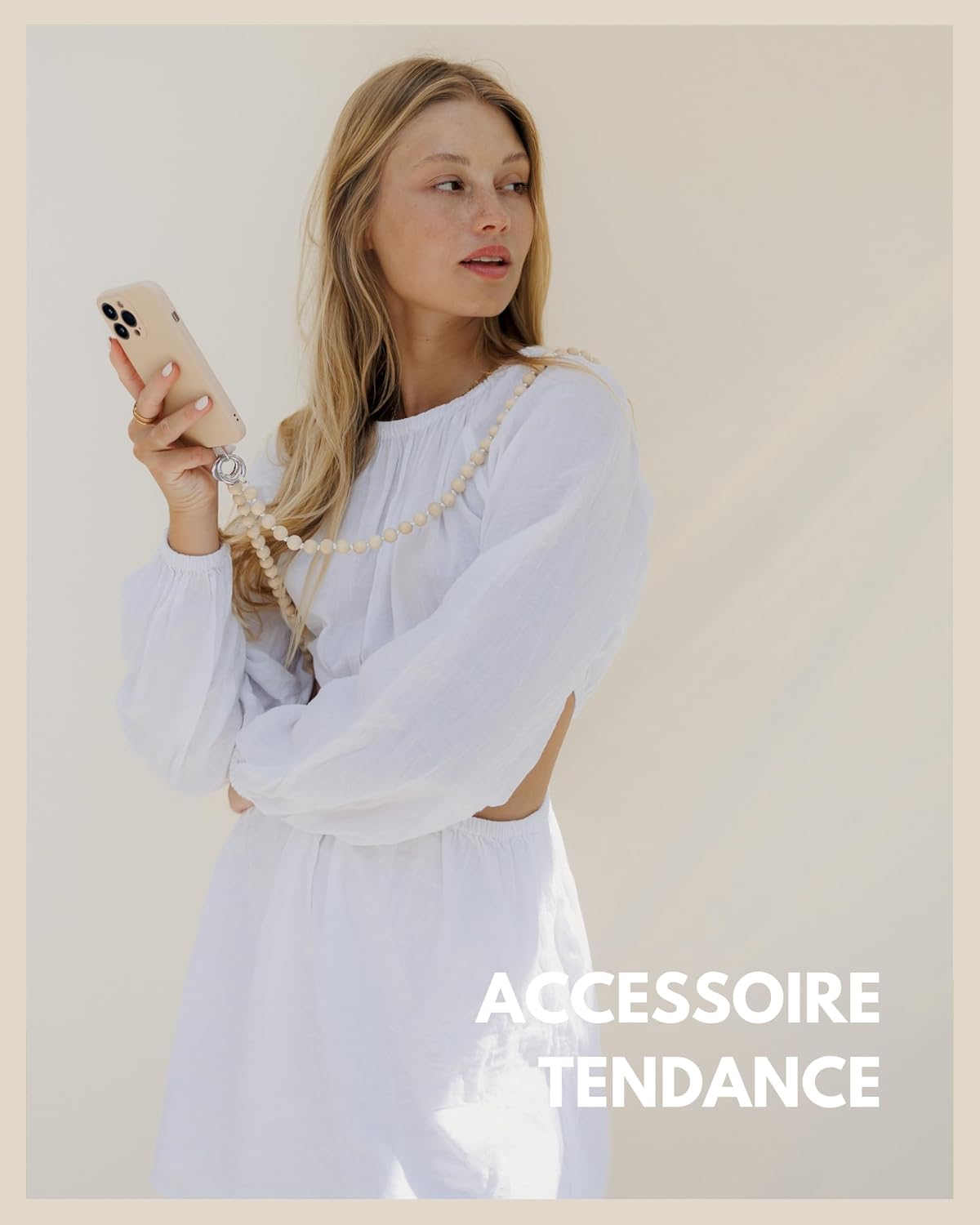 Detalle 2 de Chaîne pour téléphone portable avec perles courte – dragonne universelle (patch, 24 cm)