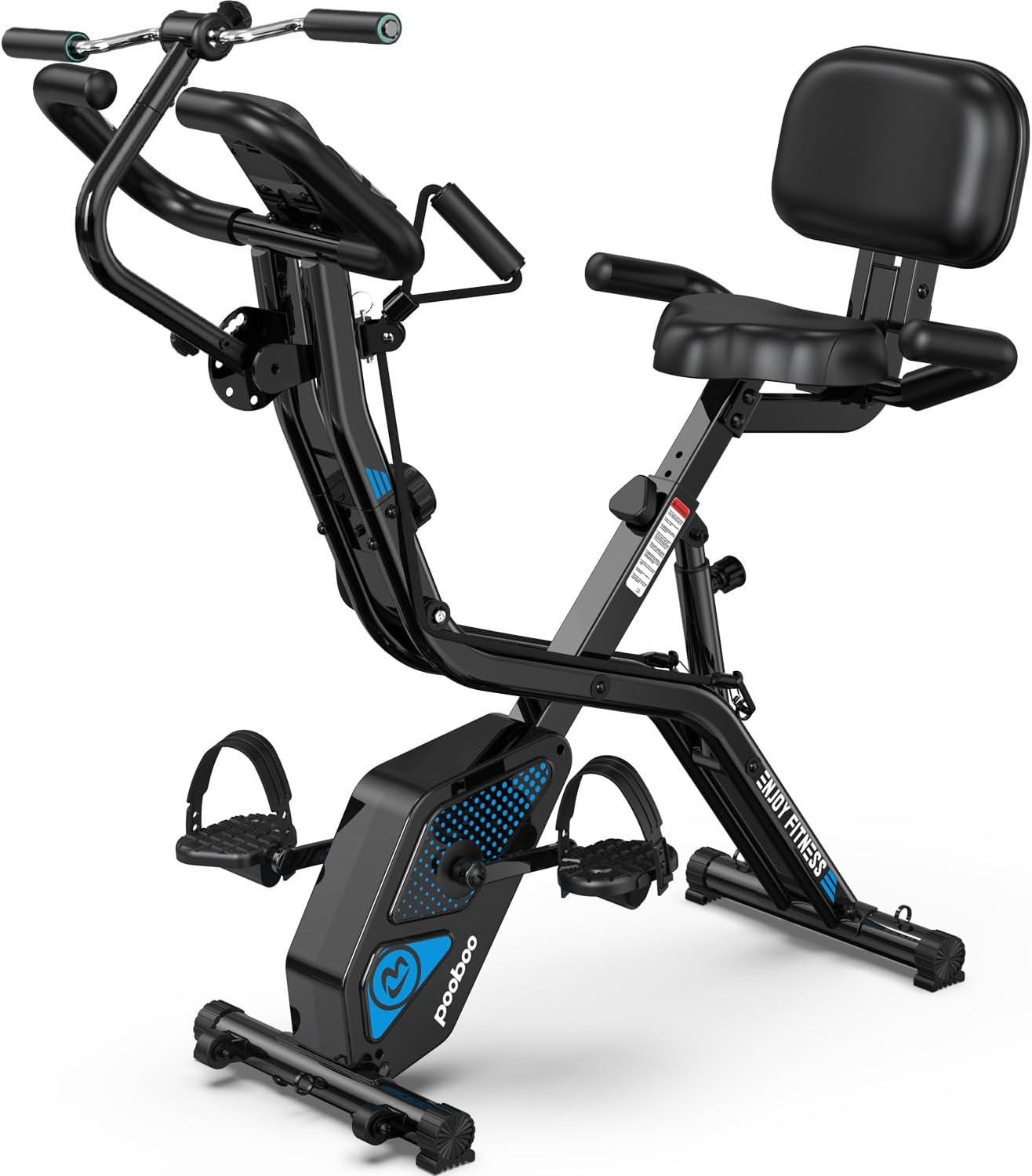 Detalle de pooboo X-819N Blue Edition Folding Exercise Bike, 8-Level Magnetic Resistance